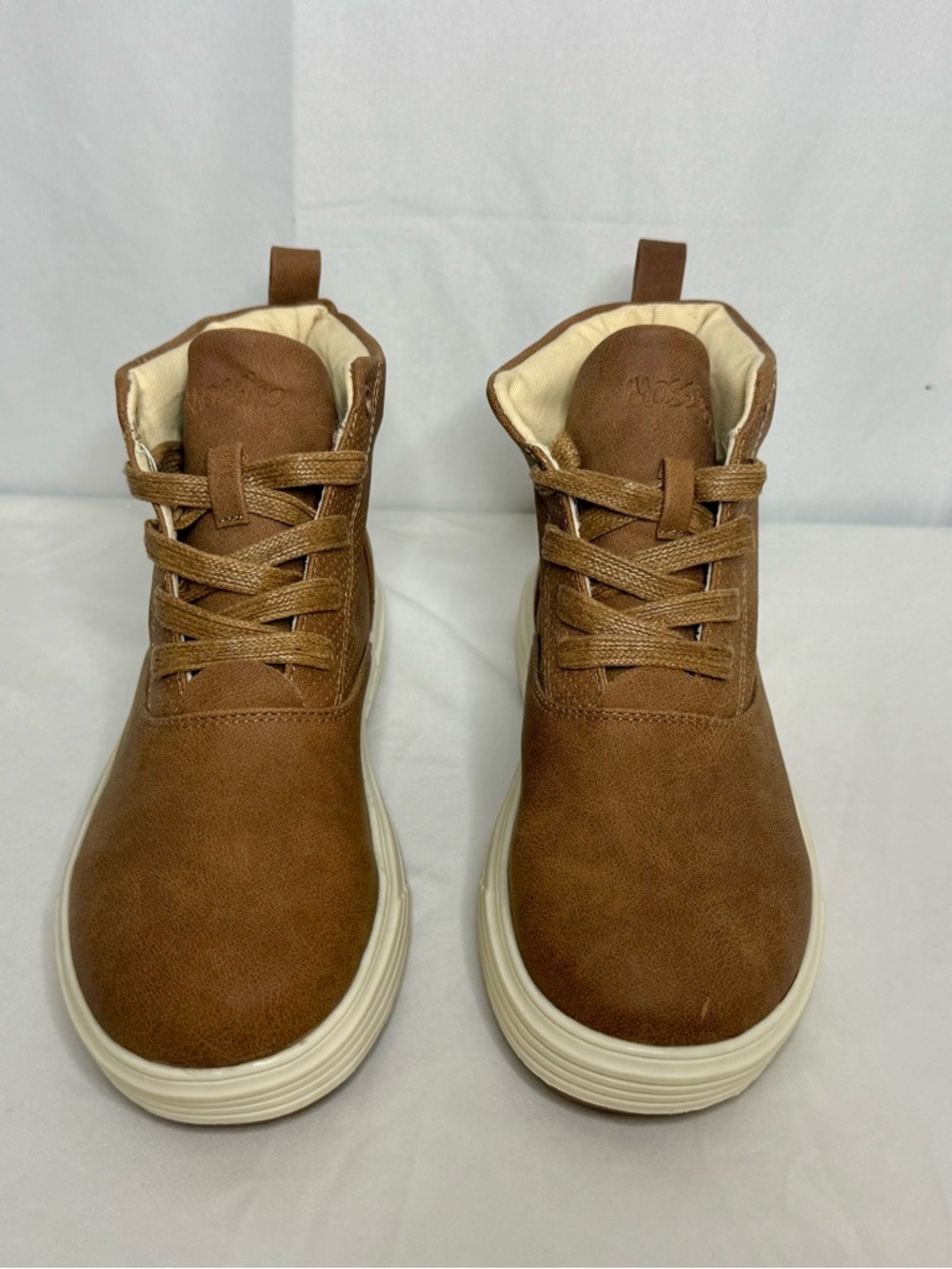 Youth Brown Lace-Up Casual Boots | Neutral High-Top Sneakers | NWOT Size 2